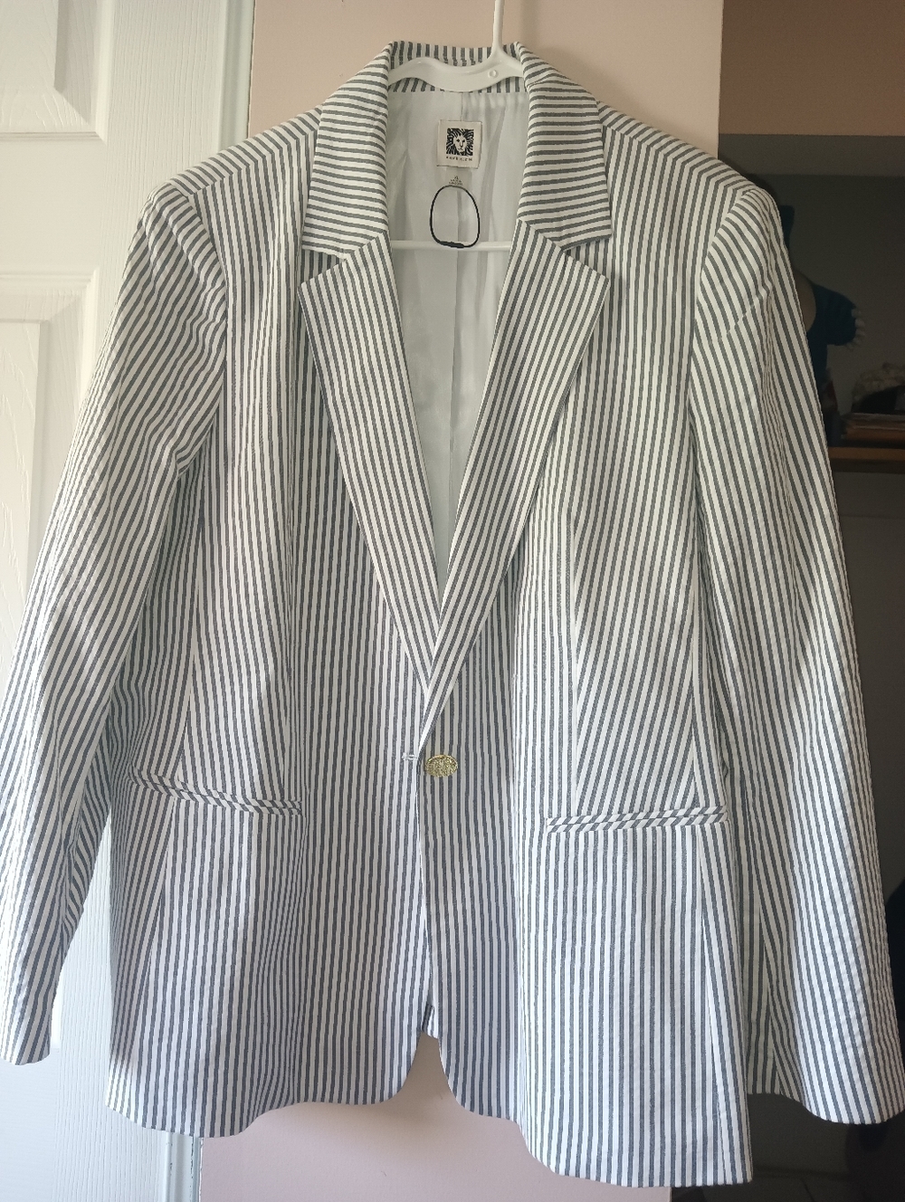 Striped Blazer in White and Grey